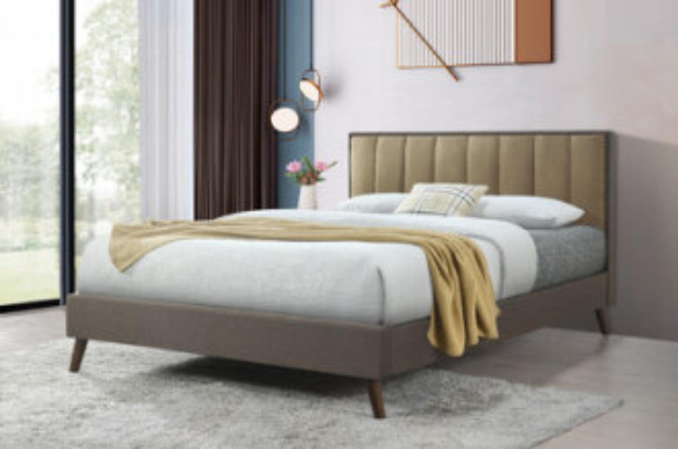 Rennie Bed Double - Suitable for Australia Double and Queen mattress size, mix color upholstered in linen rough fabric. 