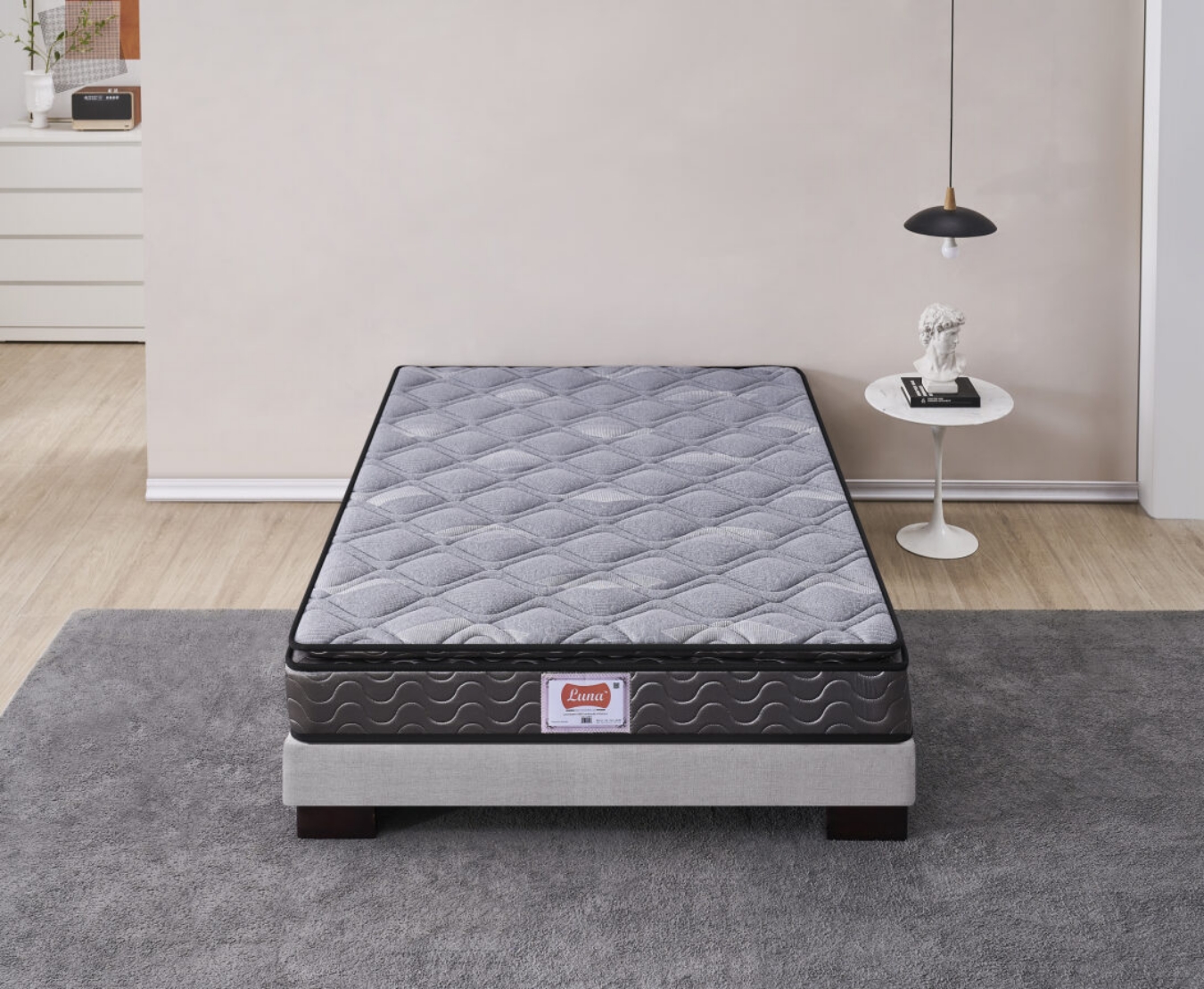 LUNA 1680（FR） PILLOW TOP CONTINUOUS SPRING MATTRESS KING SINGLE is suitable for those looking for a good quality mattress on a smaller budget. With a 20 cm height continuous spring system. 